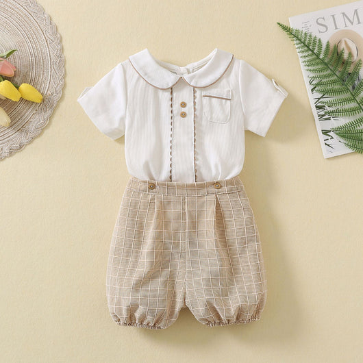 Conjunto Infantil Elegante: Camisa a Cuadros y Shorts - Image 7