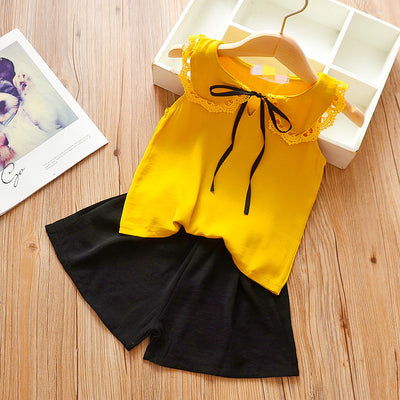 Conjunto Infantil: Blusa Manga Corta con Falda Tirantes - Image 13
