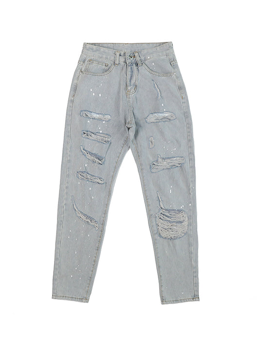 Jeans Slim Fit Desgastado con Roturas Estratégicas y Efecto Tinta - Image 8