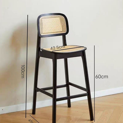 Taburete de Bar Ovalado en Ratán Tejido con Madera de Hule Maciza - Image 20