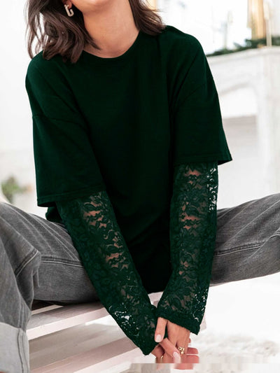 Blusa Casual Elegante con Encaje y Manga Larga para Trabajo y Diario - Image 10