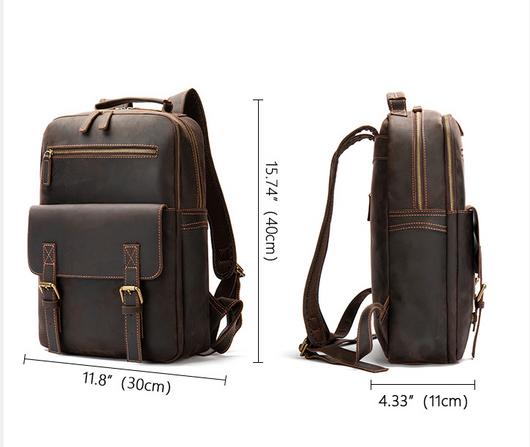 Mochila Retro de Cuero Crazy Horse Gran Capacidad para Hombre - Image 6