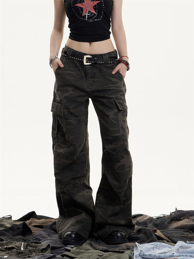 Pantalones Cargo Retro Camuflaje para Mujer - Corte Recto Oversized - Image 2