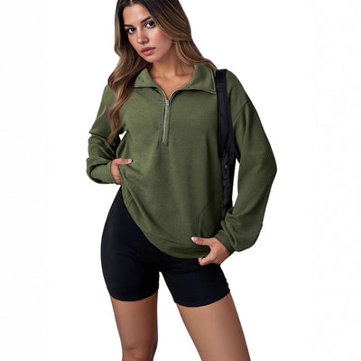 Suéter con Solapa Oversize de Cierre para Mujer - Image 3