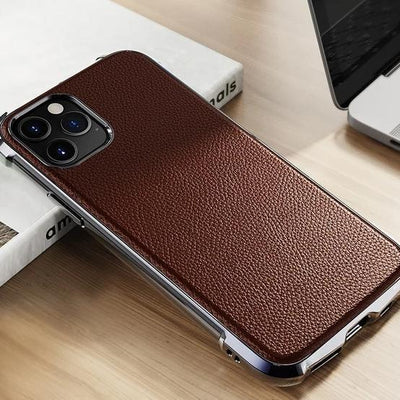 Funda Magnética de Cuero Lychee para iPhone - Protección Suave TPU - Image 6
