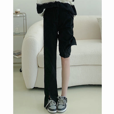 Jeans Negros Cintura Alta Micro Acampanados Pierna Recta - Image 4