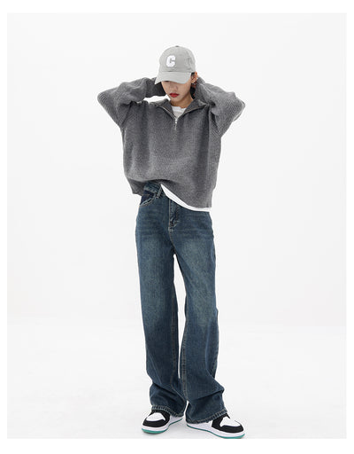 Pantalones Vaqueros Retro Azul Degradado Cintura Alta Rectos Casuales para Mujer - Image 17