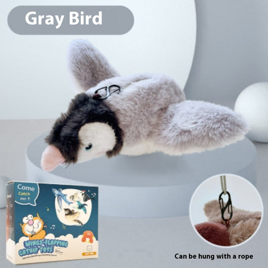 Brown plush bird pet toy with a hook for hanging, featuring a realistic design and bite-resistant material. - Image 8