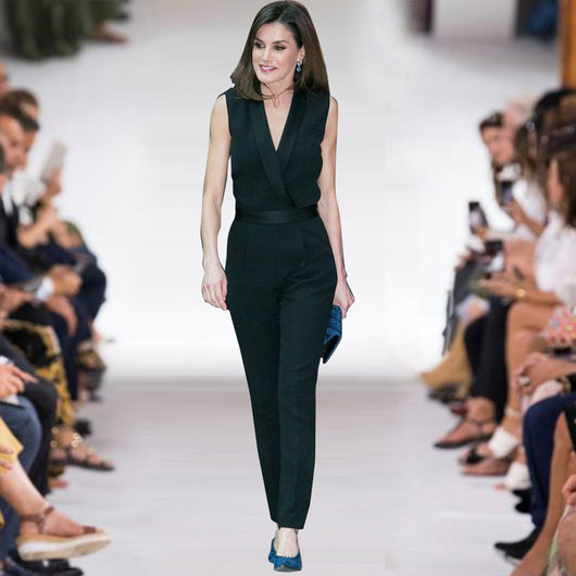 Jumpsuit Elegante Sin Mangas Negro Ajustado para Mujer - Image 21
