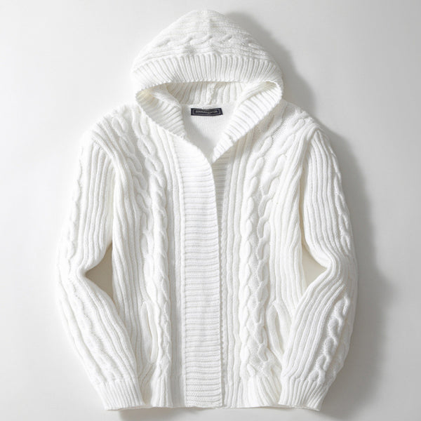 Cardigan Tejido Trenzado para Hombre - Estilo Europeo y Americano
