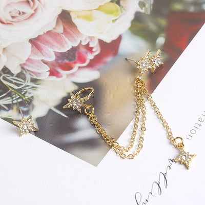 Aretes Asimétricos Diamante Meteor - Estilo Temperamento Dongdaemun - Image 5