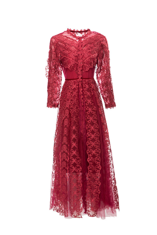 Falda Larga Elegante con Malla Bordada Transparente - Image 6