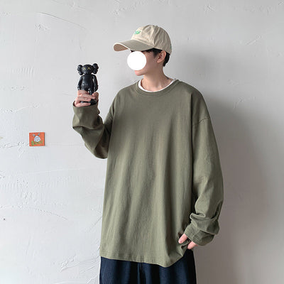 Camiseta Manga Larga Hombre Cuello Redondo Suelta Primavera Otoño - Image 7