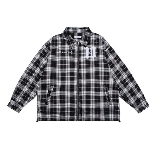 Chaqueta Acolchada de Algodón con Cuadros y Letras Bordadas para Hombre