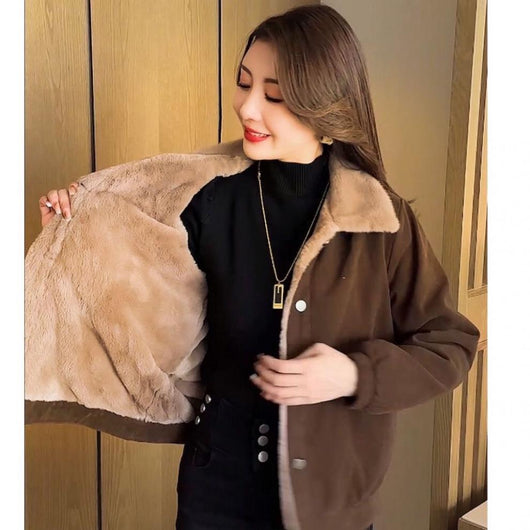 Chaqueta de Pana Suelta con Forro Polar Cálido para Mujer - Image 12