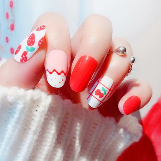 Pegatinas de Uñas Removibles con Diseño de Fresa - Image 7