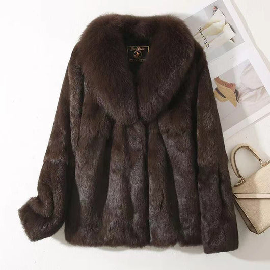 Abrigo de Piel de Conejo Ajustado para Otoño Invierno - Image 3