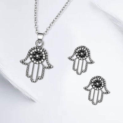Conjunto de Collar y Aretes de Aleación Retro con Circonitas - Image 9