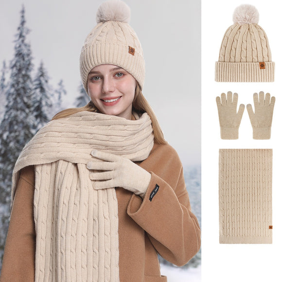 Set de Protección Invernal para Equitación: Gorro, Bufanda y Guantes Tejidos