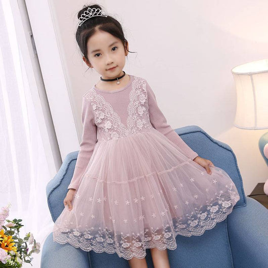 Vestido Infantil de Encaje y Malla Bordada - Image 6
