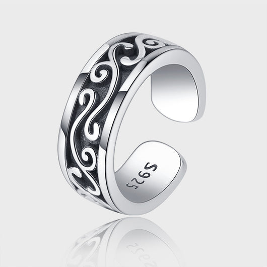 Anillo de Plata Esterlina con Diseño de Espina Retro para Hombre - Image 10