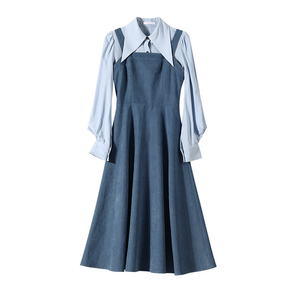 Conjunto Preppy Falda con Tirantes y Blusa Manga Larga - Image 3