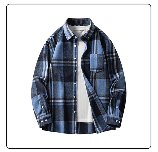 Camisa de Franela a Cuadros para Hombre - Abrigo Casual Grueso Talla Grande Otoño Invierno - Image 16