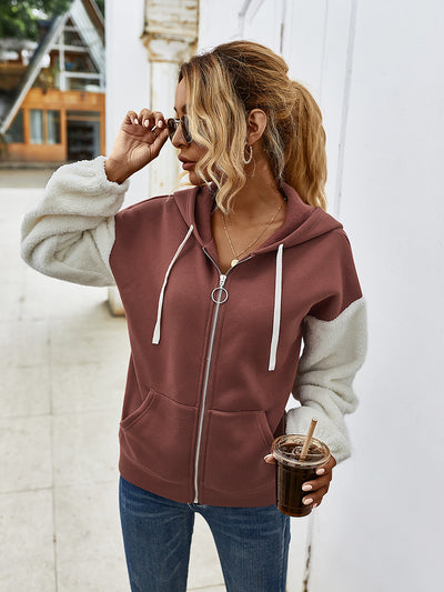 Chaqueta Casual Patchwork con Capucha y Mangas Largas de Contraste - Image 18