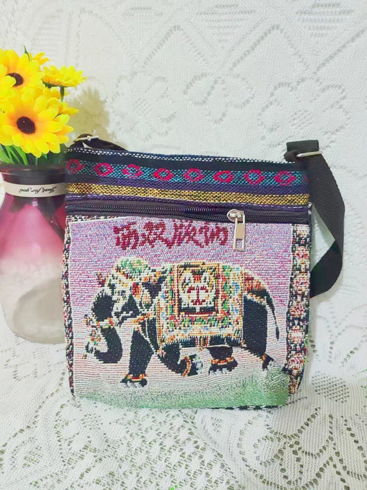 Bolso Bandolera Bordado Étnico con Elefante y Mariposa Estilo Chino - Image 61