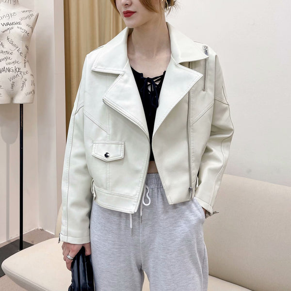 Chaqueta de Cuero PU Suelta y Casual para Mujer