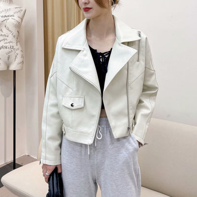 Chaqueta de Cuero PU Suelta y Casual para Mujer