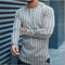 Camisa Hombre Cuello Redondo con Rayas en Dobladillo