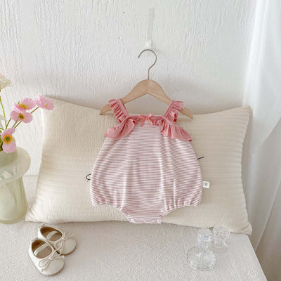 Jumpsuit Niña Verano Rayas con Volantes sin Mangas - Image 7
