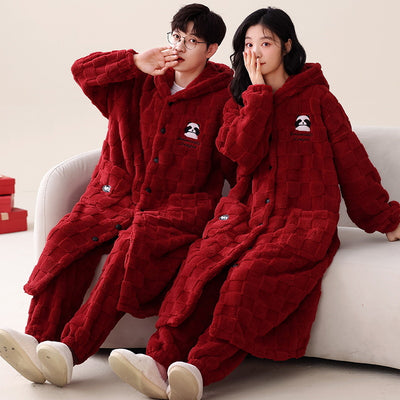 Bata Térmica de Franela para Parejas - Talla Grande Coral Fleece Invierno - Image 14