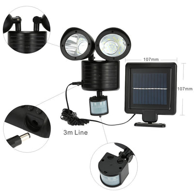 Lámpara Solar Dual con Sensor de Movimiento 22LED - Iluminación Exterior Impermeable - Image 3