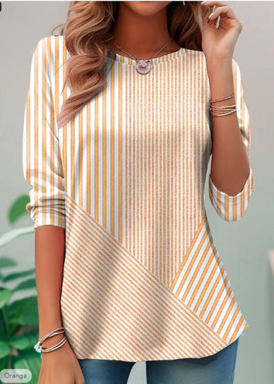 Cardigan Talla Grande Rayas Asimétricas con Patchwork - Image 10