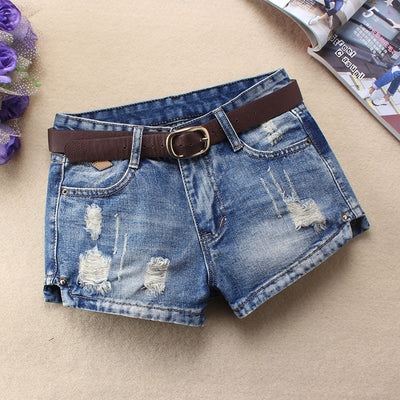 Shorts Vaqueros Mujer Estilo Coreano Talla Grande Cintura Media Rotos Verano - Image 3