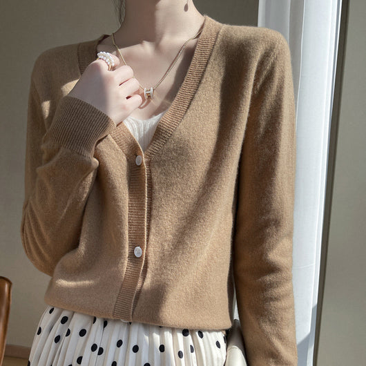 Cardigan Corto de Cachemira Tejida con Mangas Largas para Mujer - Image 11