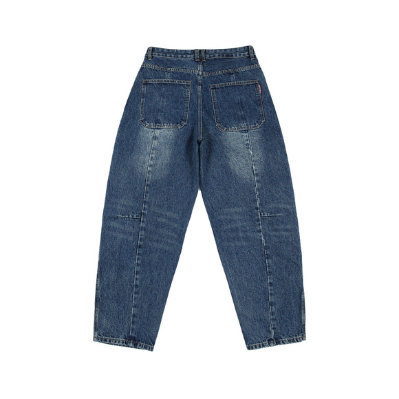 Jeans Vintage Deconstruido con Parches Pesados Lavado Retro