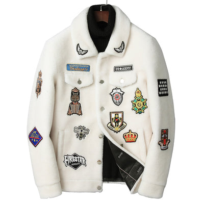 Chaqueta de Piel de Cordero Blanca con Textura de Grano - Image 11