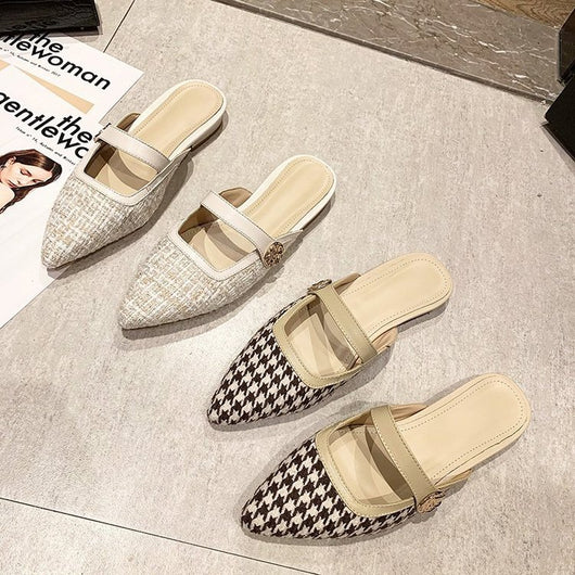 Sandalias y Pantuflas Planas Puntiagudas para Mujer