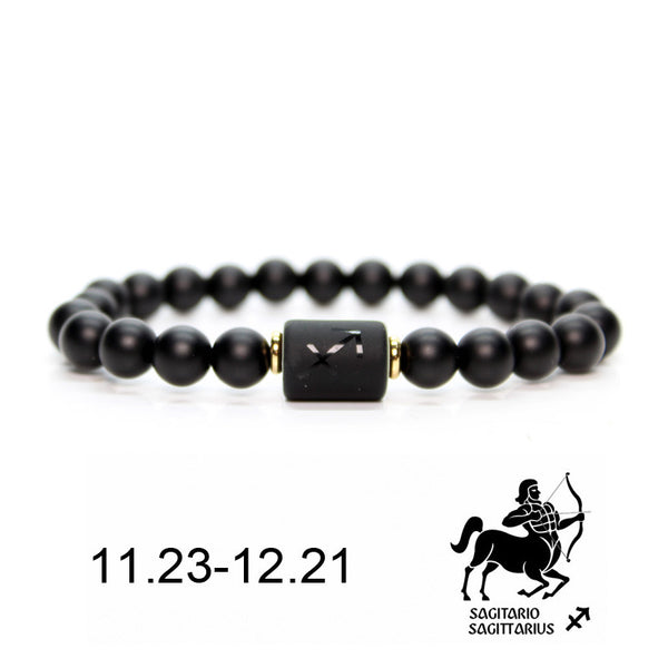 Pulsera de Piedra Natural Ágata Negra Mate para Hombre