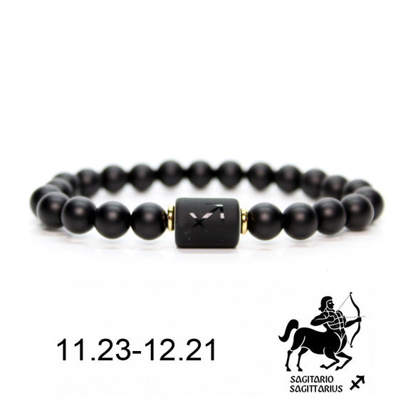 Pulsera de Piedra Natural Ágata Negra Mate para Hombre