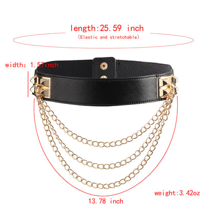 Cinturón Elástico Ancho con Remaches Punk Gold para Mujer - Image 15