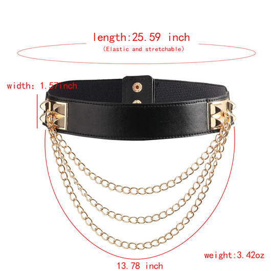 Cinturón Elástico Ancho con Remaches Punk Gold para Mujer - Image 15