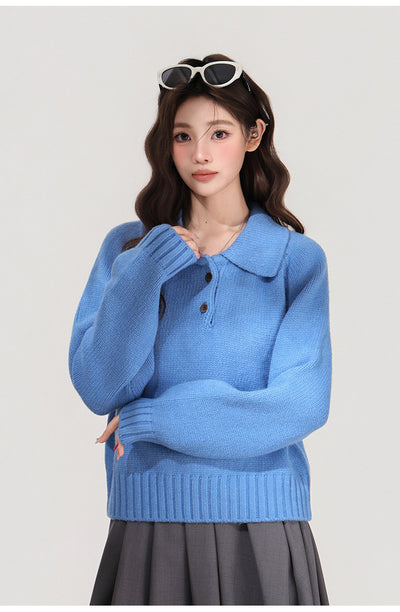 Suéter Tejido Azul con Solapa para Mujer - Image 13