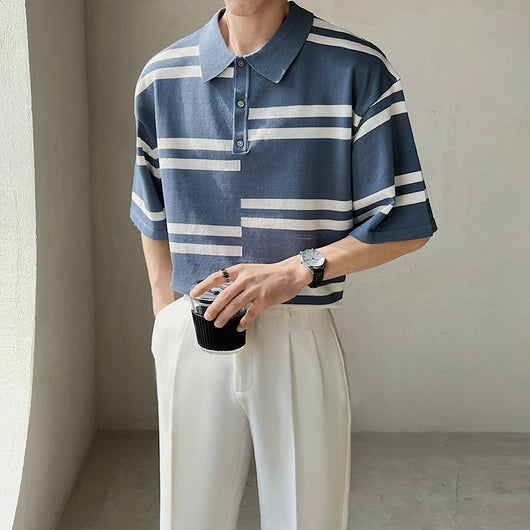Playera Hombre Rayas Irregulares Diseño Moderno Manga Corta - Image 3