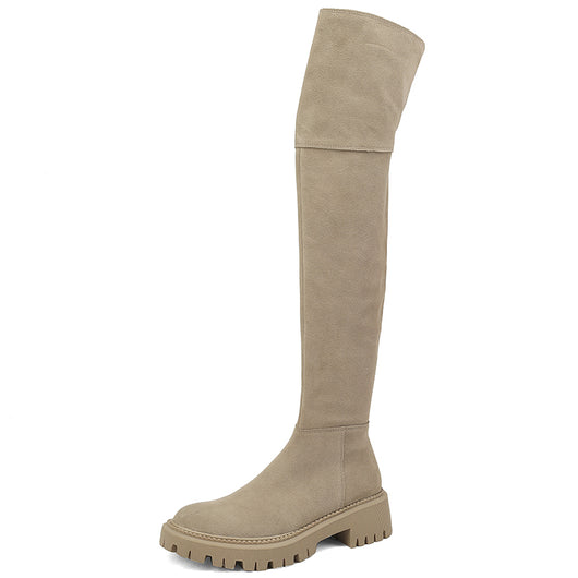 Botas Over The Knee de Cuero Genuino con Acabado Frosted para Mujer - Image 12