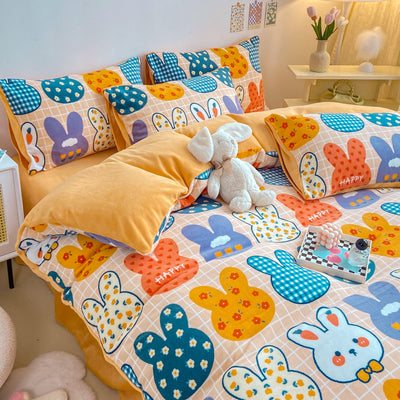 Juego de Cama Coral Franela Gruesa 4 Piezas con Forro de Leche - Image 8