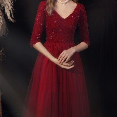 Vestido Rojo de Novia con Manga Larga y Espalda Abierta para Brindis - Image 10